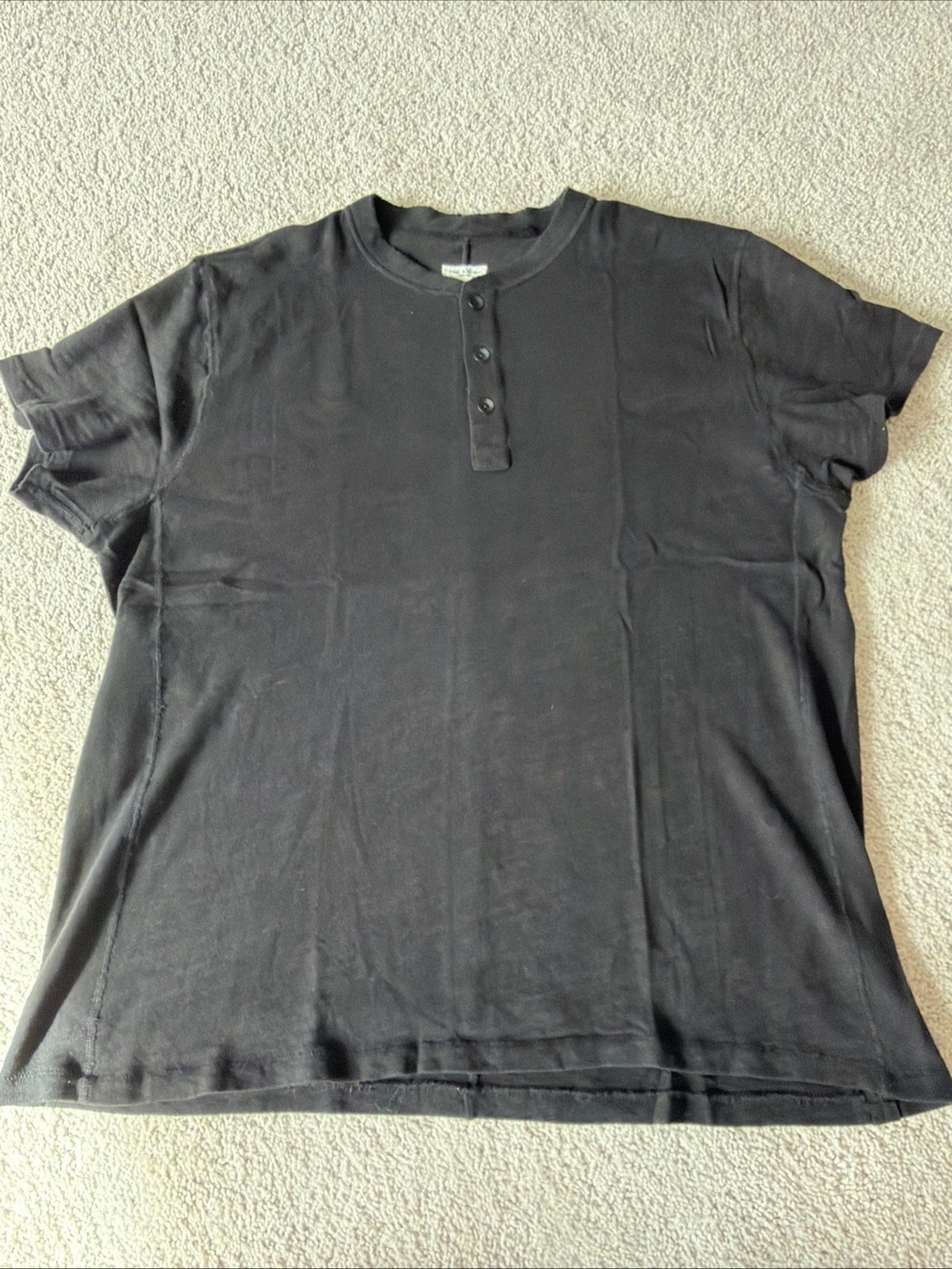 Rag & Bone Henley Short Sleeve T-Shirt Black Solid Button Men’s Size XL - Picture 2 of 8